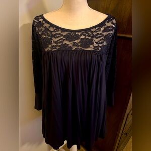 Lane Bryant Navy Lace Top